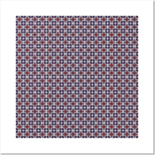 Bright red and blue crystal pattern Posters and Art